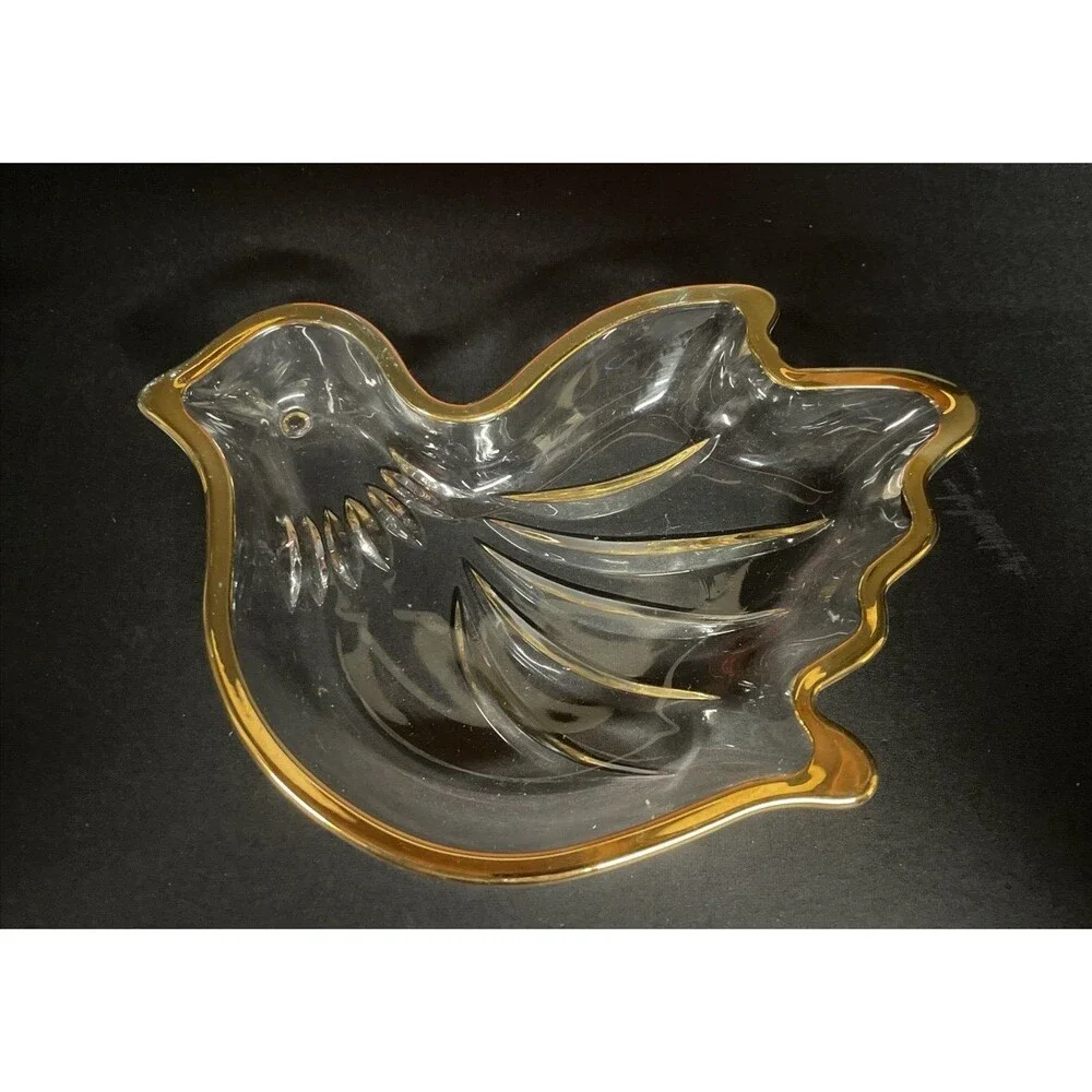 Mikasa Golden Dove Sweet Dish Glass Candy Nut Trinket Bowl Japan